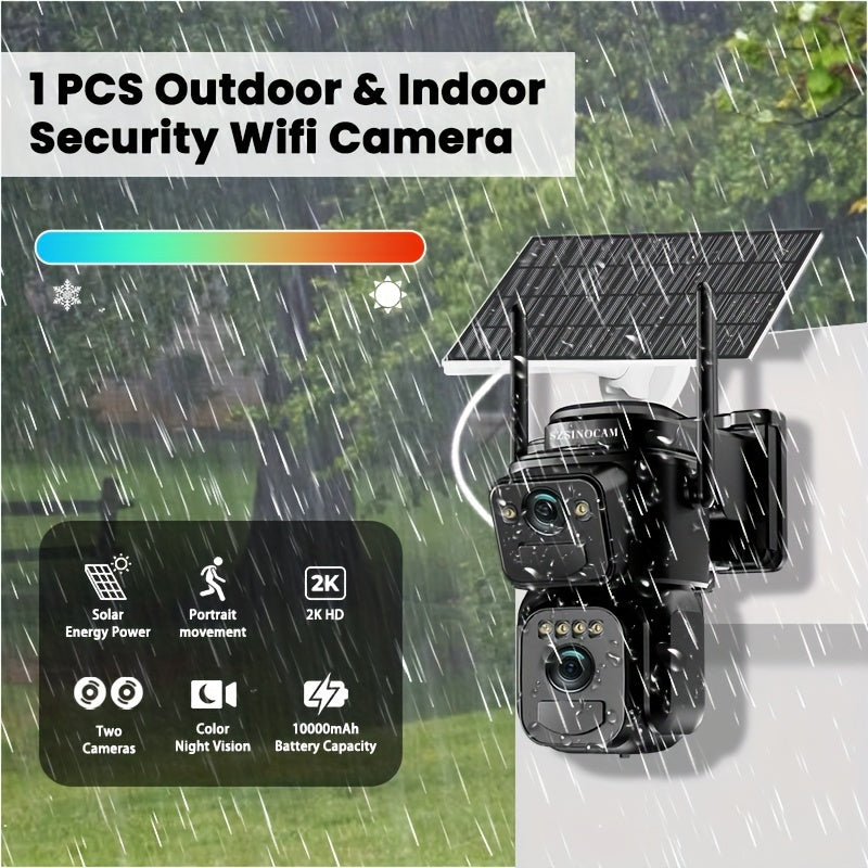 Beveiligingscamera Set – Draadloze Camera – Wifi Camera – Zonnepaneel Camera – Buiten Camera – 4-delig – 10x Zoom – 360° Draaibaar – 2K FHD – Bewegingsdetectie – Kleurennachtzicht – Spotlight Alarm – Twee-weg Audio