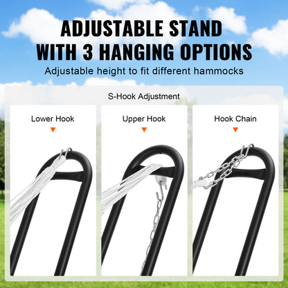 Hangmatstandaard – Hangmat Frame – Staander Voor Hangmat – Stevig Stalen Frame – 110 Inch Variant – Geschikt Voor 2,1-3,9 Meter Hangmatten – Max. Draagkracht 204 kg – Weerbestendig Poedercoating