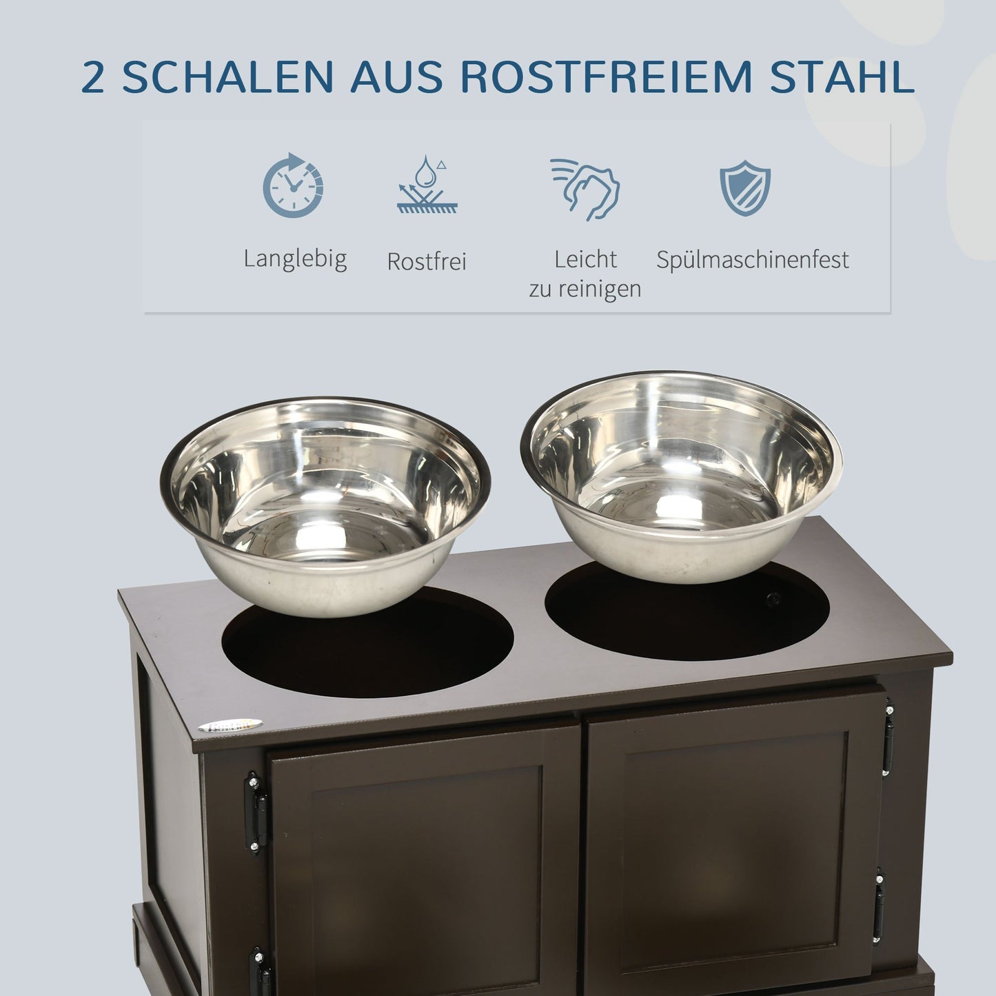 Voederstandaard Grote Hond – Hondenvoederbak – Verhoogde Voedertafel – Hondenetenset – Voerautomaat – Koffiekleur Met RVS Kommen – Ergonomisch Ontwerp – Praktische Opbergruimte