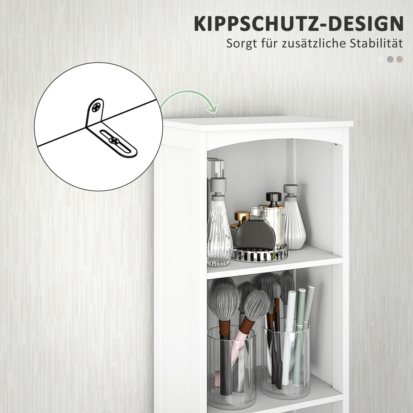 Badkamerkast – Badkamermeubel – Opbergkast – Kolomkast – MDF – Compact Design – 34x24x170,5 cm – Wit