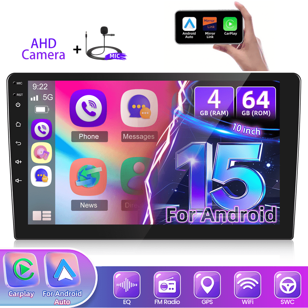 Android Auto Radio – Autoradio – Carplay – Multimedia Speler – Navigatiesysteem – 10 Inch HD Touchscreen – Android 13 OS – Inclusief Achteruitrijcamera