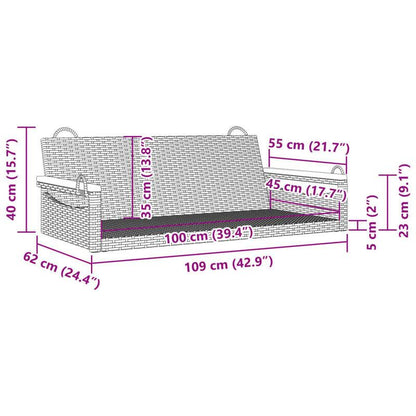 Tuinstoel – Loungestoel – Buitenstoel – Patio stoel – Ligstoel – Ergonomische Rugleuning – Extra Lange Zitting 109x62x40 cm – Duurzame Gevlochten Resin Constructie – Schommelfunctie – Weerbestendig – Met Metalen Kettingen