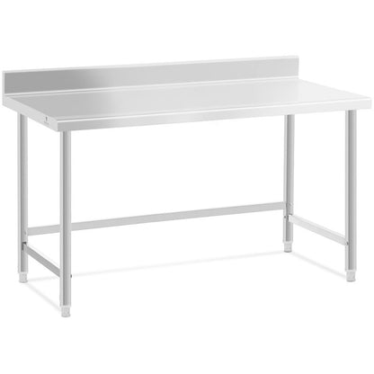 Roestvrijstalen Werktafel – RVS Werkbank – Keukentafel – Opbergtafel – Werkbank Garage – 150x70 cm – Opstaande Rand – Stabiel en Hygiënisch