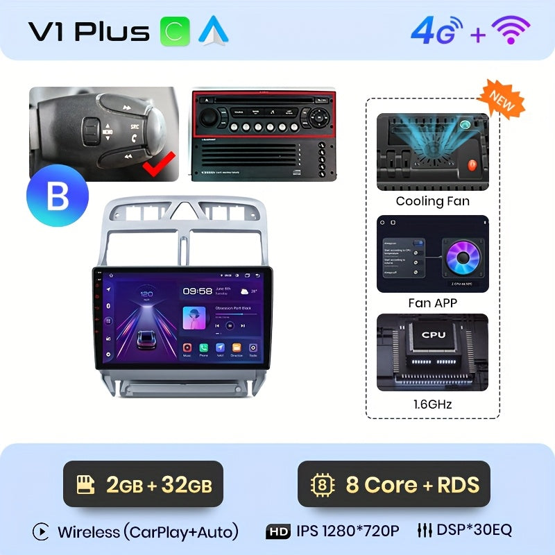 2 DIN Multimediaplayer – Autoradio – Navigatiesysteem – Smart Radio – Multimedia Speler – 4G Wifi Verbinding – 9 Inch Touchscreen – Android Auto & CarPlay