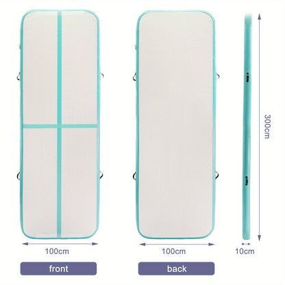 10FT PVC Air Mat | 3m×1m×10cm Inflatable Tumbling Gymnastics Mat for Yoga Training, Solid Color in, Purple, Fluorescent Green - Youyijia