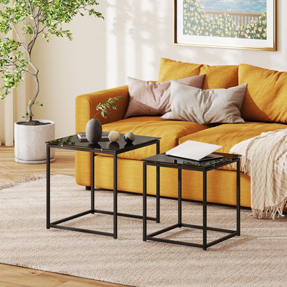 Bijzettafel – Bijzettafeltje – Salontafel – Side Table – Nachtkastje – Gehard Glas Tafelblad – Stapelbaar Design