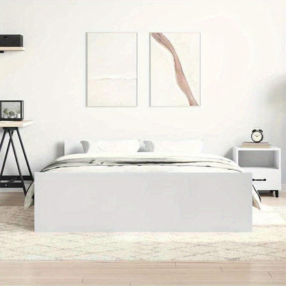 White bed frame with headboard and footboard 135x190cm Practical, removable, suitable for all seasons, Removable Bed Cover, Bedroom Furniture, Minimalist Style, Modern Bed Frame, Wooden Frame, Durable Construction, Versatile