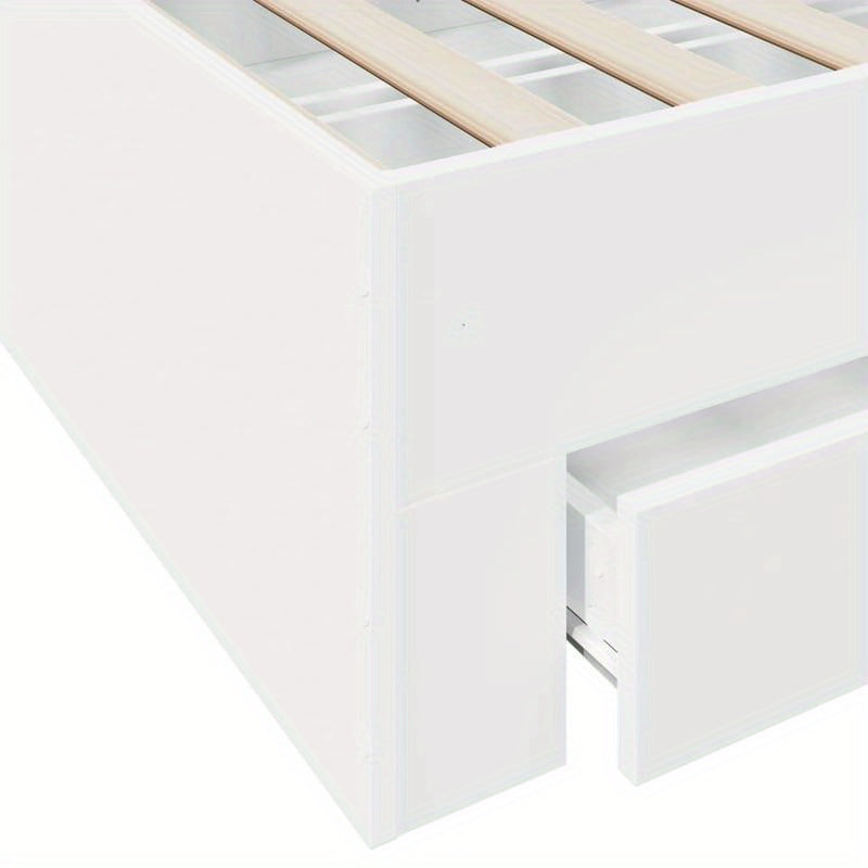 Bedkast – Bedframe – Bedombouw – Bedlade – Opbergbed – Wit – 160x200 cm – Massief Hout – Met Opbergladen