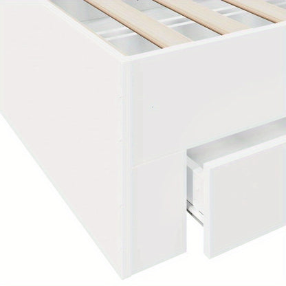 Bedkast – Bedframe – Bedombouw – Bedlade – Opbergbed – Wit – 160x200 cm – Massief Hout – Met Opbergladen