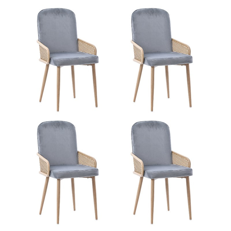 Set Van 4 Moderne Eetkamerstoelen – Rattan Look Stoelen – Dining Chairs – Eettafel Stoelen – Woonkamerstoelen – Metaal Met Houten Look – 90cm Hoogte – Duurzaam Metalen Poten