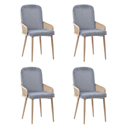 Set Van 4 Moderne Eetkamerstoelen – Rattan Look Stoelen – Dining Chairs – Eettafel Stoelen – Woonkamerstoelen – Metaal Met Houten Look – 90cm Hoogte – Duurzaam Metalen Poten