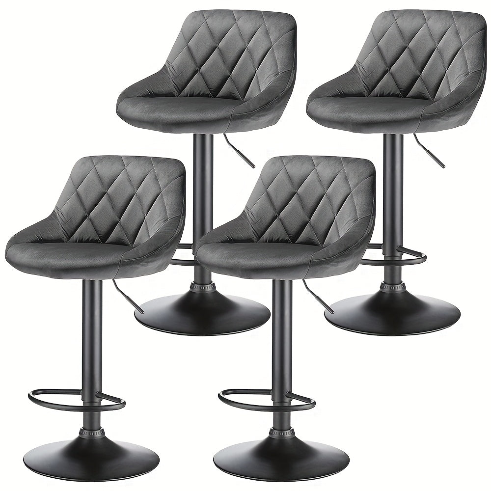 Barstoel – Barkruk – Barstoel Kruk – Barkrukken – Barstoelen – Set Van 4 – Fluwelen Bekleding – Draaibaar Metalen Onderstel