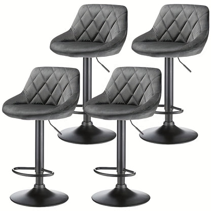 Barkrukken – Barstoelen – Krukken – Zithoogte Verstelbaar – Set van 4 – Velvet Bekleding – Metalen Frame – Ergonomisch Ontwerp – Draaibaar