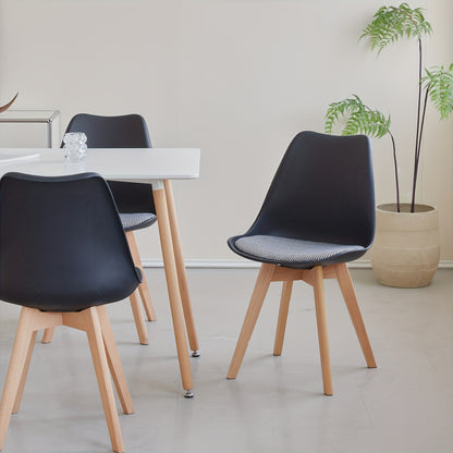 Eetkamerstoel – Stoel – Keukenstoel – Designstoel – Woonkamerstoel – Zwart – Stoffen Bekleding – Massief Beukenhout