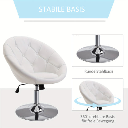 Bureaustoel – Werkstoel – Draaistoel – Bureaustoel Met Wielen – Bureaustoel Verstelbaar – 360 Graden Draaibaar – Metalen Frame – Comfortabele Katoenen Zitting – Wit
