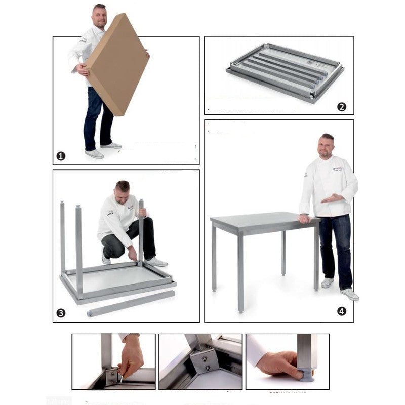 Keukentafel – Werktafel – Eettafel – Aanrecht – Werkblad – Roestvrijstaal – Wandmontage – 160x60 cm – Verstelbare Poten