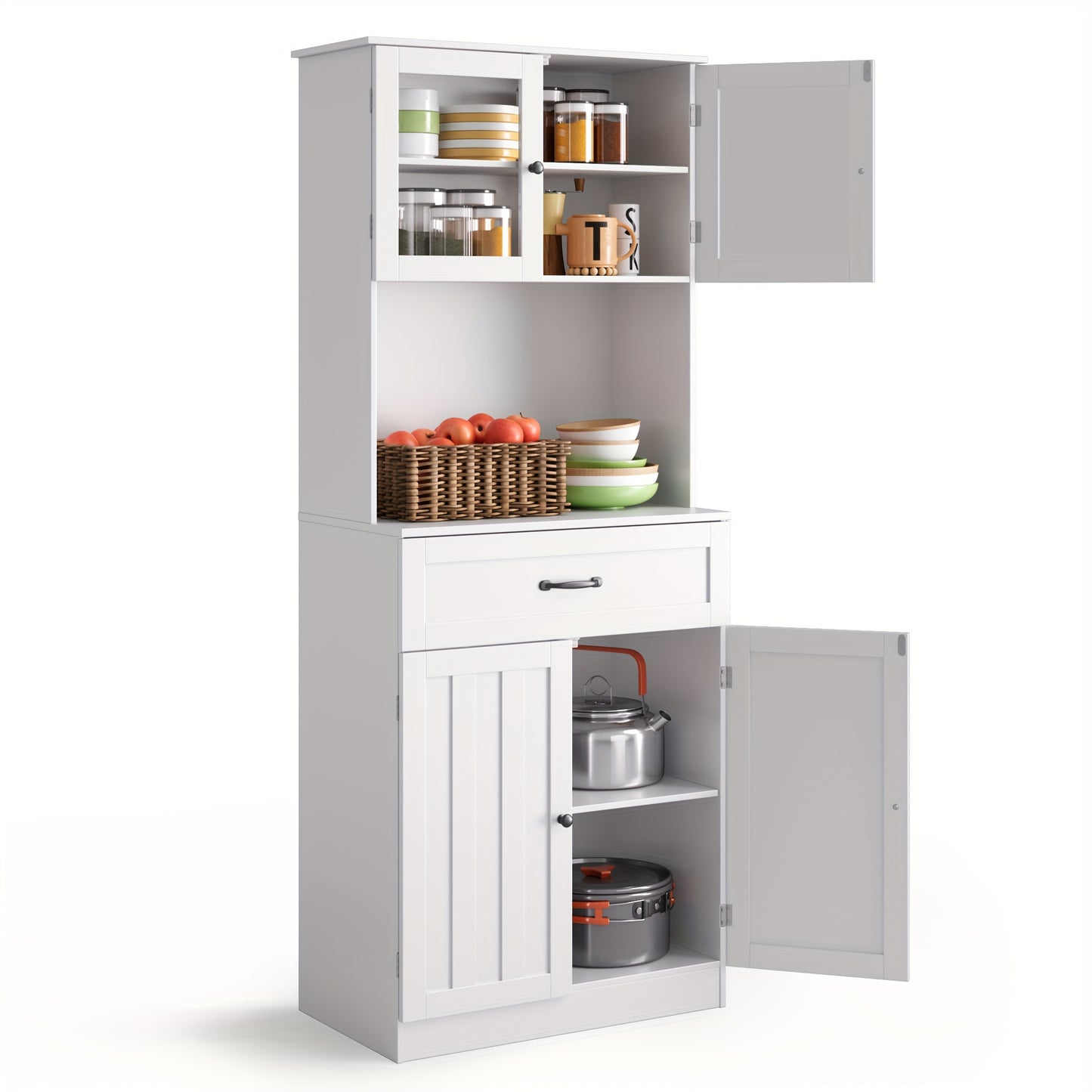 Bergkast – Opbergkast – Kast – Kledingkast – Dressoir – Witte kast – Grote capaciteit – Verstelbare planken – Stevig en duurzaam – Modern design