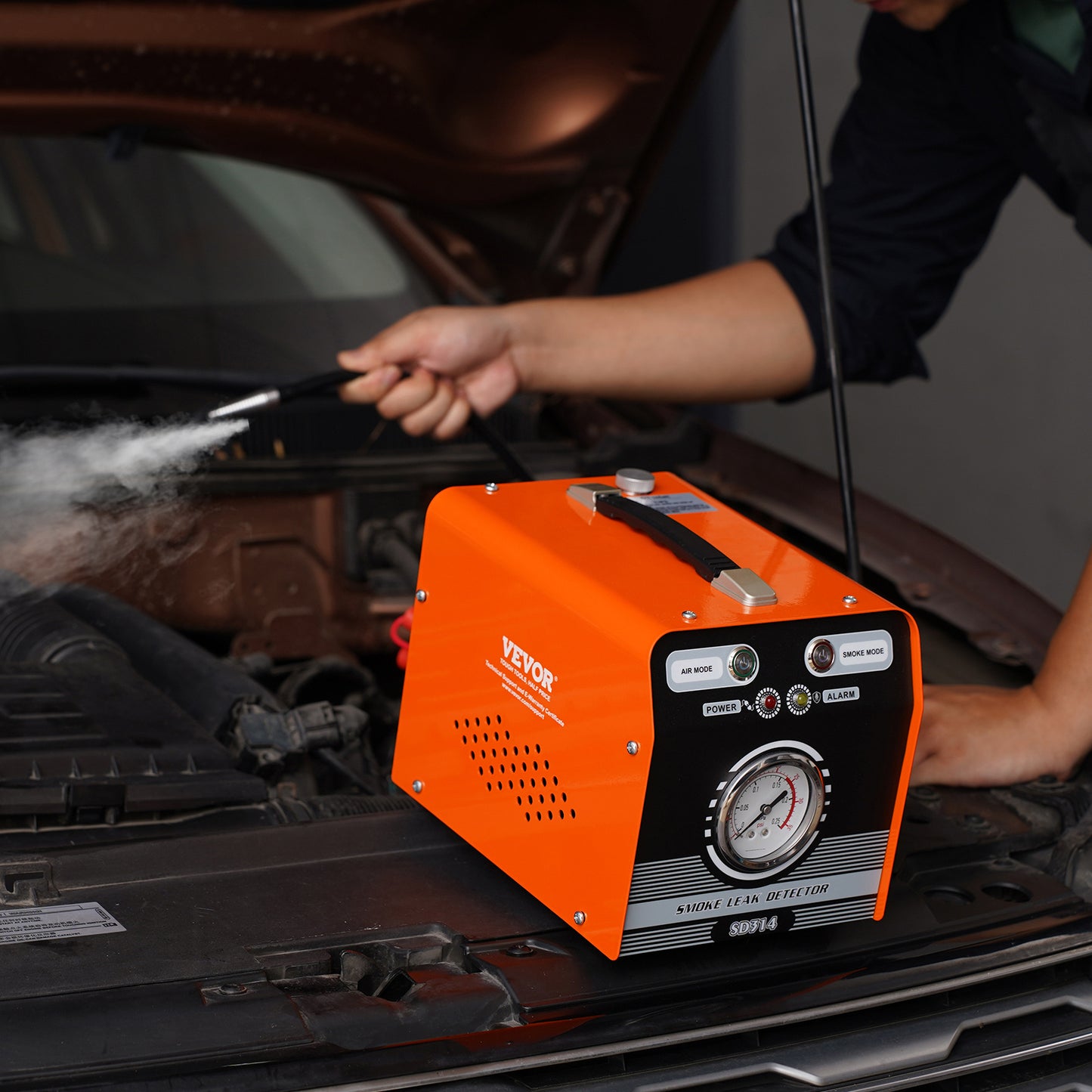 Lekkagetester – Cilinderkop Lektester – Koppakking Tester – CO2 Lekkagedetector – Rookmachine – Ingebouwde Luchtpomp – Digitaal Drukmeter
