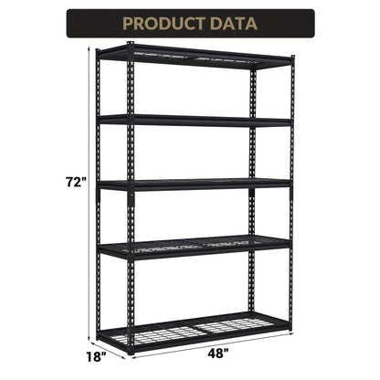 Industriële Opbergrek – Garage Rek – Werkplaats Rek – Stellingkast – Metalen Opslagkast – 122x181x46 cm – Verstelbare Planken – Draagkracht 1134 kg