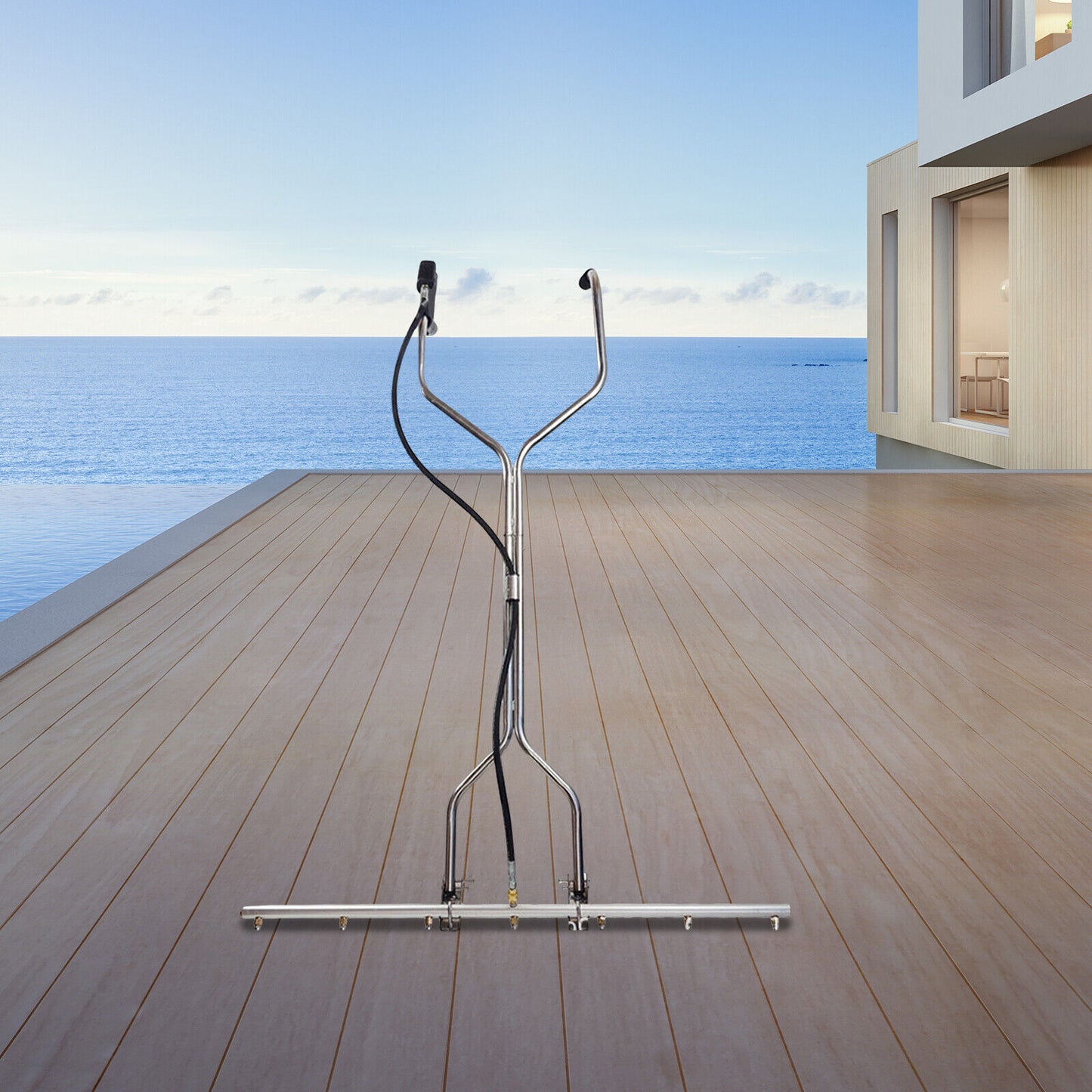 Waterbezem – Hogedrukreiniger Accessoire – Oppervlaktereiniger – Vloerbestrijder – Sproeibezem – 7 Nozzles – 360° Roterende Wielen – Roestvrij Stalen / Aluminium – Geschikt Voor 1500-5000 PSI