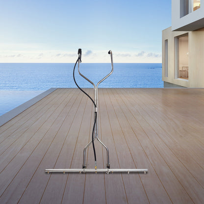 Waterbezem – Hogedrukreiniger Accessoire – Oppervlaktereiniger – Vloerbestrijder – Sproeibezem – 7 Nozzles – 360° Roterende Wielen – Roestvrij Stalen / Aluminium – Geschikt Voor 1500-5000 PSI