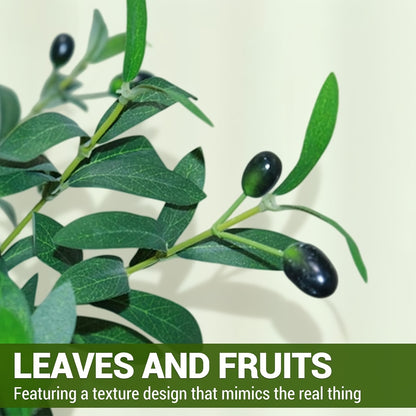 210cm Realistic Artificial Olive Tree with Pot - Large Faux Plant with Olive Fruits, Low-Maintenance Indoor/Outdoor Decor for home, Office, Balcony - All-Season Evergreen Tree, No Watering/Sunlight/Pruning, Durable Plastic fo