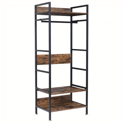 Kledingrek – Garderoberek – Kledingstandaard – Dressboy – Kapstok – Verstelbare Planken – Stevig Smeedijzeren Frame – Vrijstaand Designerrek
