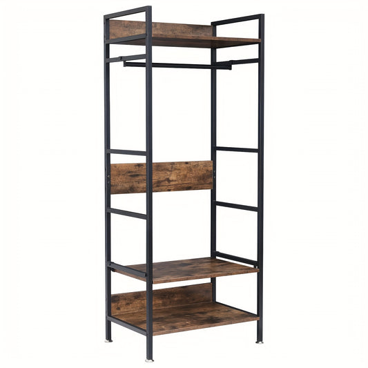 Kledingrek – Garderoberek – Kledingstandaard – Dressboy – Kapstok – Verstelbare Planken – Stevig Smeedijzeren Frame – Vrijstaand Designerrek