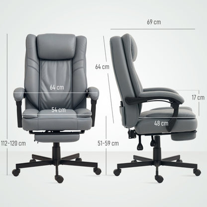 Bureaustoel – Ergonomische Stoel – Kantoorstoel – Draaistoel – Bureaustoelen – Met Massagefunctie – Verstelbare Rugleuning tot 135° – Incl. Voetensteun en 15 cm Dik Comfortabel Kussen