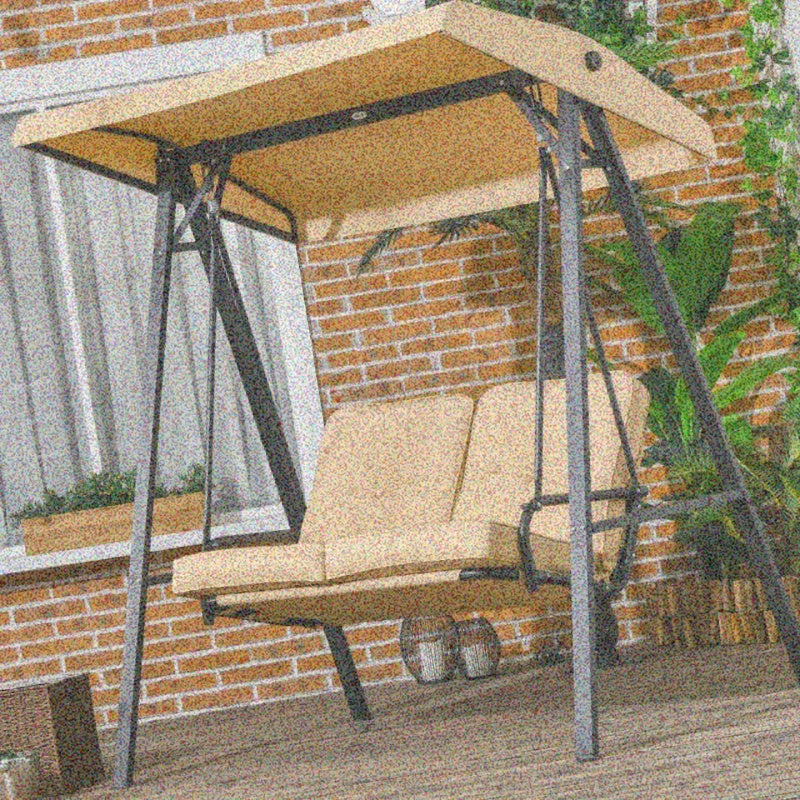 3-Zits Schommelbank – Tuin Schommelbank – Buitenbank – Patio Schommel – Terras Schommelbank – Verstelbaar Zonnedak – Weerbestendig Stalen Frame (138x106x174 cm)