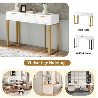 Sidetable – Consoletafel – Haltafel – Wandtafel – Bijzettafel – Modern wit design – Metaal frame met lades – Verstelbare voetjes