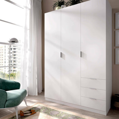 Wardrobe 3 Doors in Front of Astru, Mobile Hangers for Bedroom, 3-Drawer Wardrobe, 121X52H184 Cm, Available in 3 Colors