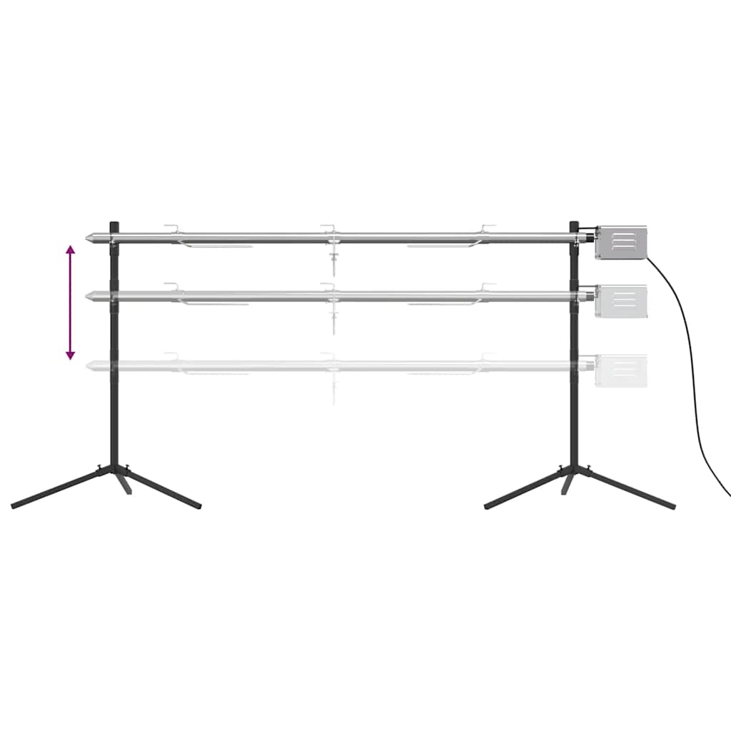 Automatische Houtskoolbarbecue – Elektrische BBQ – Grill – Houtskoolgrill – Buitenbarbecue – 207x45x83 cm – RVS Materiaal – Motor voor Automatisch Draaien