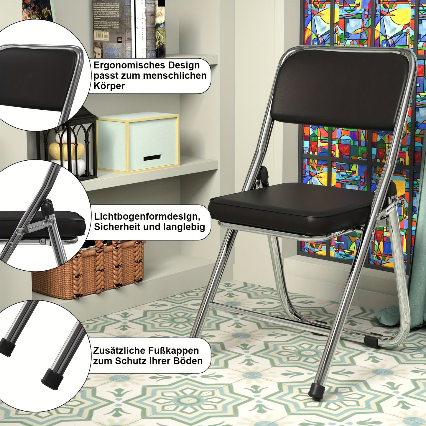 Zwarte Stoelen – Eetkamerstoelen – Bureaustoelen – Vergaderstoelen – Woonkamerstoelen – Set van 4 – Memory Foam Zitting – Metalen Frame – Direct Gebruiksklaar – 150 kg Draagkracht