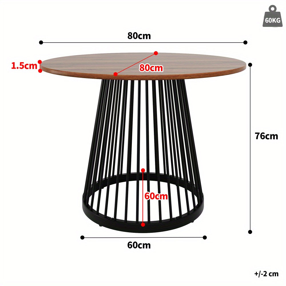 Ronde Eettafel – Keukentafel – Koffietafel – Eetkamertafel – Tafeltje – 80x80x76 cm – Metalen Poten – Modern Design – Geschikt Voor 4 Personen