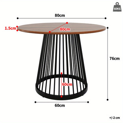Ronde Eettafel – Keukentafel – Koffietafel – Eetkamertafel – Tafeltje – 80x80x76 cm – Metalen Poten – Modern Design – Geschikt Voor 4 Personen