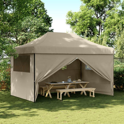 Partytent – Opvouwbare Tent – Vouwtent – Feesttent – Pop-up Tent – Taupe – 4 Zijwanden – Snel Op te Zetten