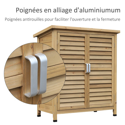 Tuinkast – Tuinberging – Gereedschapskast – Tuinkastje – Buitenberging – Geïmpregneerd vurenhout – Weerbestendig bitumen dak – 87x46x96 cm – Dubbele opbergruimte met plank