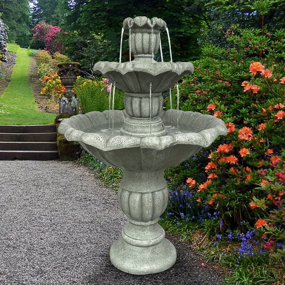 Tuinfontein – Waterval Fontein – Buitenfontein – Waterornament – Tuindecoratie – Vezelversterkt Beton – Ø67 cm Hoog – Inclusief Dompelpomp