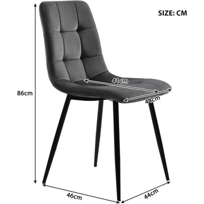 Eetkamerstoelen – Stoelen – Zithoek Stoelen – Barkrukken – Velvet Stoelen – Donkergrijs – Metalen Poot – Memory Foam Zitting – 44 cm Breed