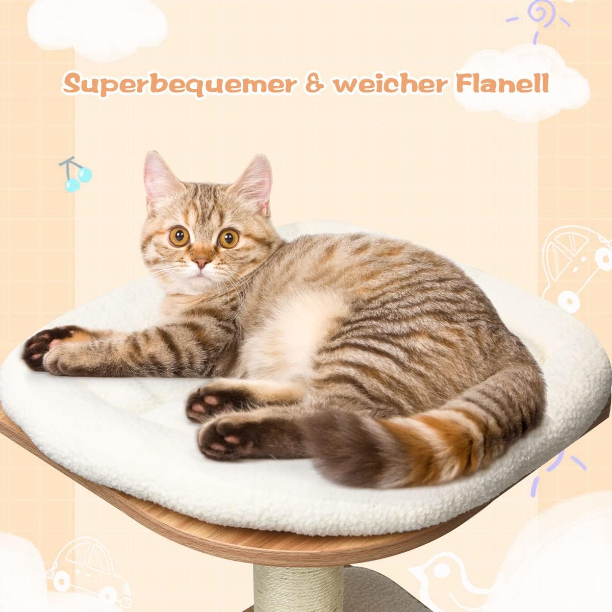 Krabpaal – Kattentoren – Klimmeubel – Krabmeubel – Kattenmeubel – 6 Lagen Met Kattenhol – 175 cm Hoog – Stevig Sisal – Zachte Wasbare Stoffen