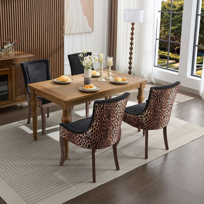 Eetkamerstoel – Kuipstoel – Stoel – Set Van 2 – Luipaardprint – Dikke Stof – Bronzen Spijkernaad – Comfortabel Design