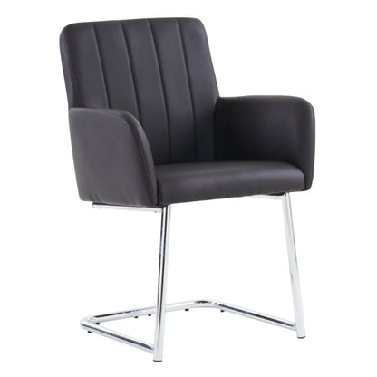 Eetkamerstoelen set – Stoelen – Zwarte Stoelen – Kunstleren Stoelen – Design Stoelen – 6-delig – Verticale Strepen – Zigzag Metalen Poten