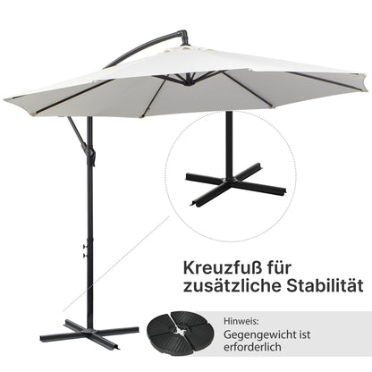 Knikparasol – Zonnescherm – Terrasparasol – Zweefparasol – Buitenparasol – Crèmekleur – Weerbestendig Stalen Frame – 3x3 Meter Schaduw
