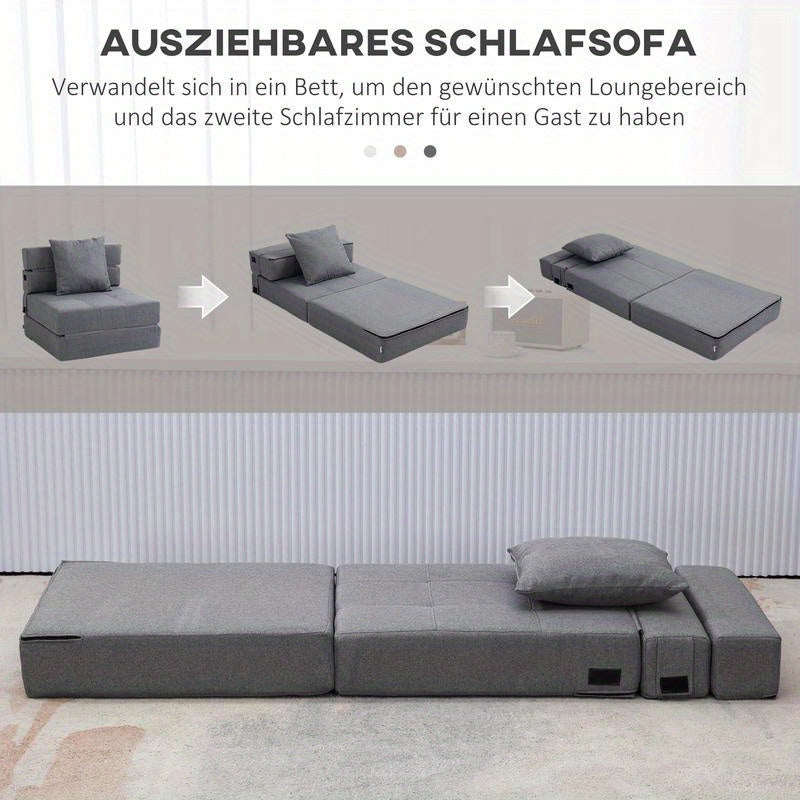 Relaxfauteuil – Slaapstoel – Loungestoel – Zetel – Fauteuil – Multifunctioneel – Donkergrijs – Foamgepolsterd – Afneembare Hoes