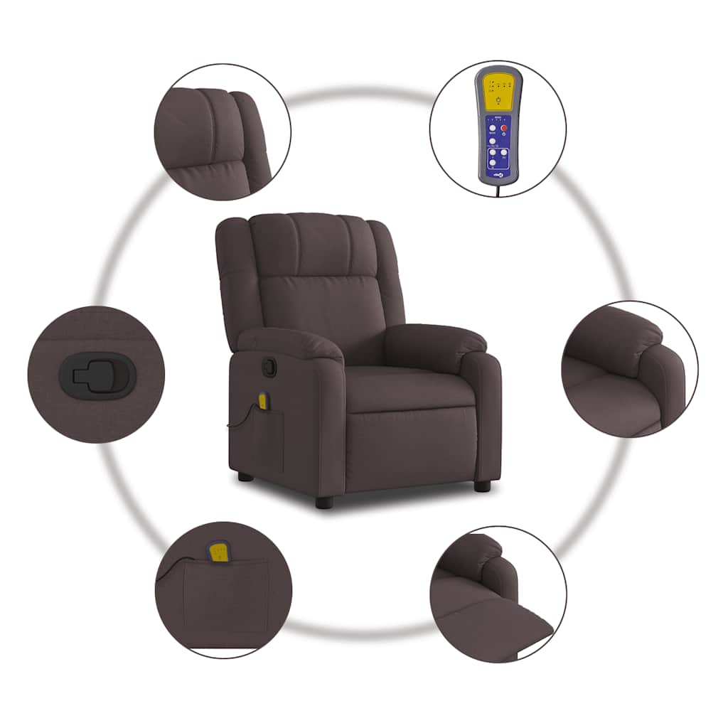 Massagestoel – Relaxstoel – Massagefauteuil – Ontspanningsstoel – Elektrische Massagestoel – Verstelbaar tot 135° – 6 Massagepunten met USB-aansluiting – Donkerbruin