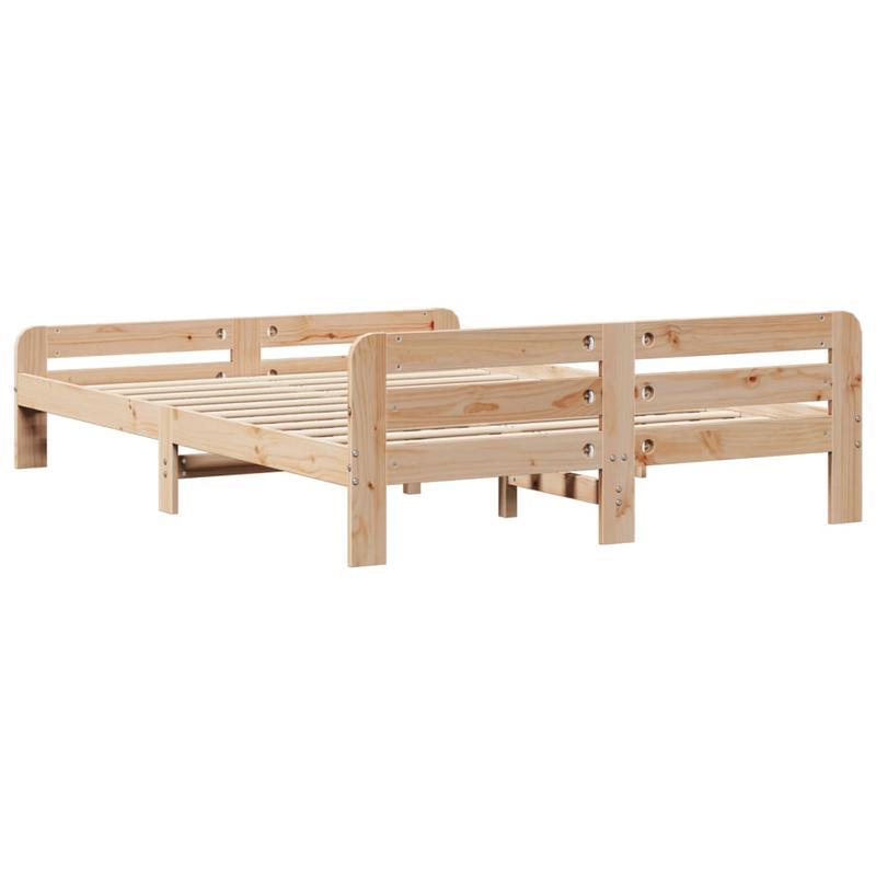 Bedframe – Tweepersoonsbed – Bed – Massief Houten Bed – Houten Ledikant – Dennehouten Materiaal – Geschikt Voor Matras 150x200 Cm – Stevig En Duurzaam