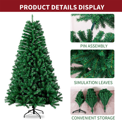 Kunstkerstboom – Nepboom – Kerstboom Kunst – Decoratieve Kerstboom – PVC Boom – 240 cm Hoog – Ongeveer 1400 Dicht Op Elkaar Geplaatste Takken – Met Metalen Standaard & Vouwsysteem