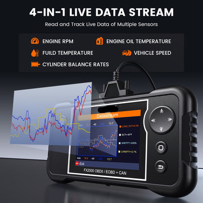 OBD2 Scanner – Autodiagnose Tool – Foutcode Lezer – ABS Systeem Tester – Airbag Scanner – ABS Bleeding – EPB Reset – 12V Batterijtest – Gratis Updates