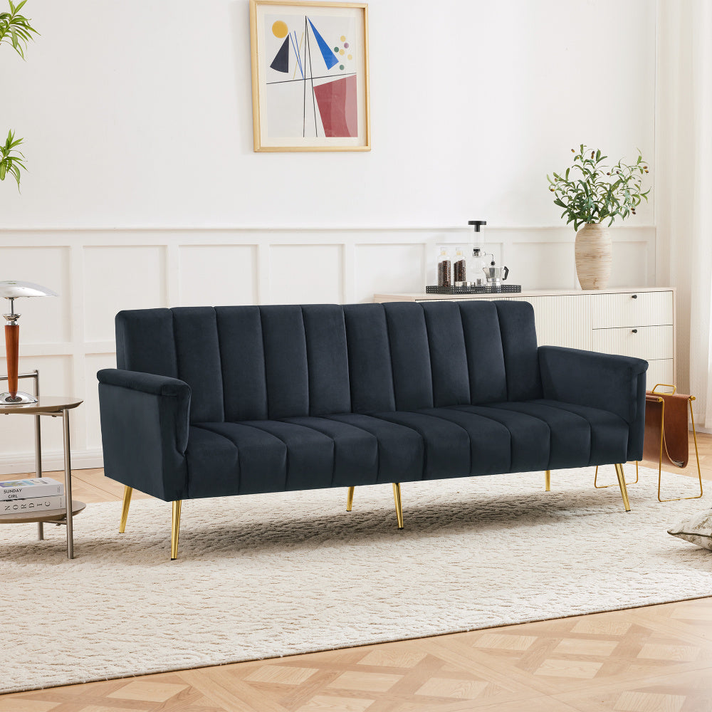 Bedbank – Vouwbed – Slaapbank – Sofa Bed – Logeerbed – Moderne Velvet Bekleding – Verstelbare Rugleuning Met Metalen Poten